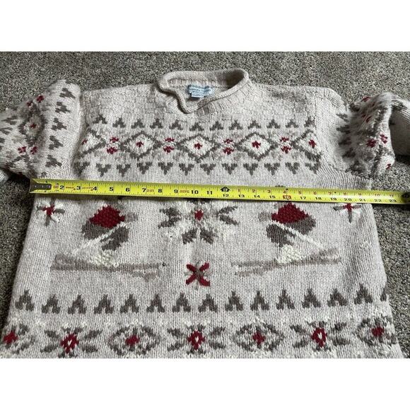 Vintage Nomadic Traders Sweater Fair Isle Style 100% Wool Snowflake Skiing Small - Picture 5 of 5